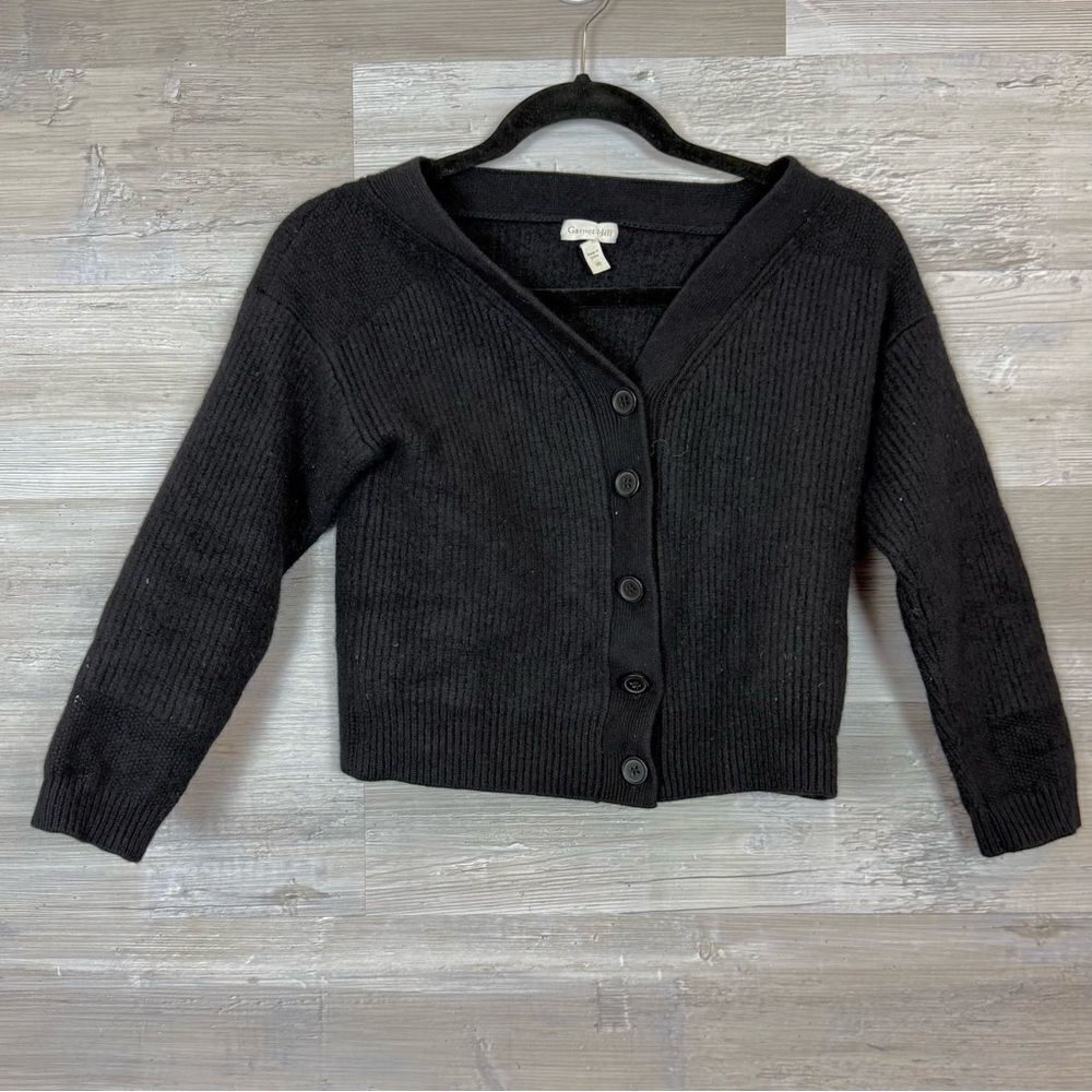 Black V-Neck Button-Up Cashmere Sweater